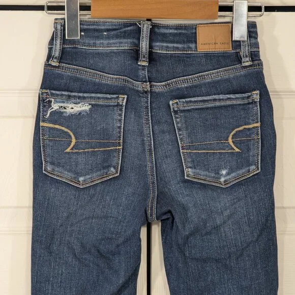 American Eagle Hi Rise Jeans Jegging with distressed details Super Stretch Skinn - Picture 14 of 15